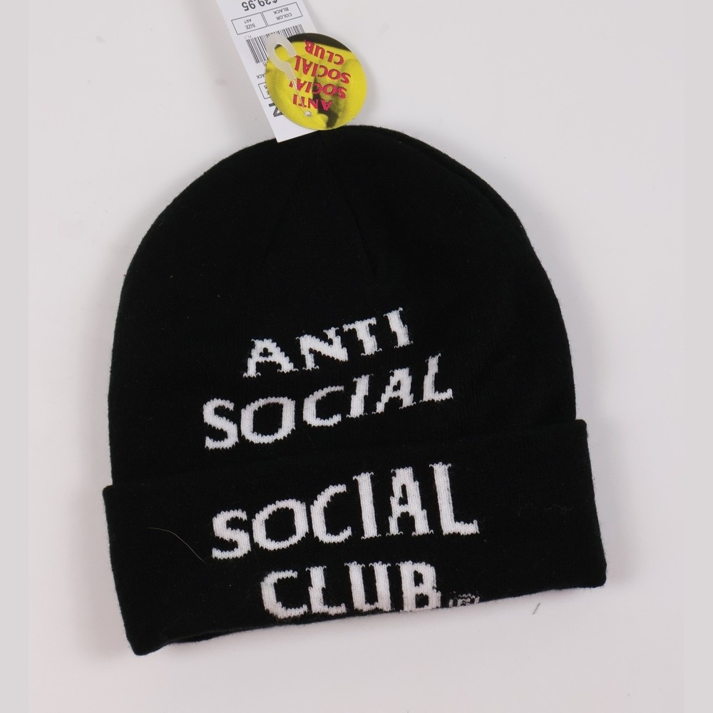 Anti Social Social Club Beanie Classic Mind Games Black Logo OS NWT